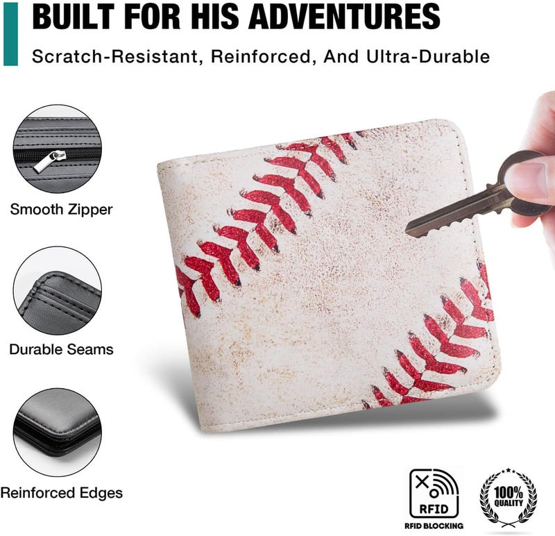 Amutta Kids Wallet for Boys, Baseball Teen Boys Wallet for Kids Ages 4-5-6-7-8-9-10-11-12-13-14-15-16, Leather Wallet for Teen Boy, Baseball Wallets - Teenage Teenager Gifts for Boy Christmas Birthday - Image 5